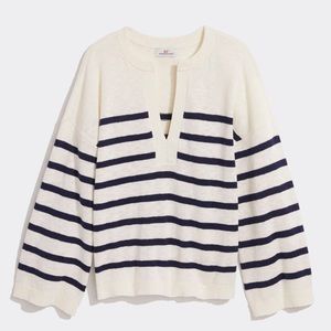 Vineyard Vines Breton Stripe Slub Split-Neck Sweater XS NWT